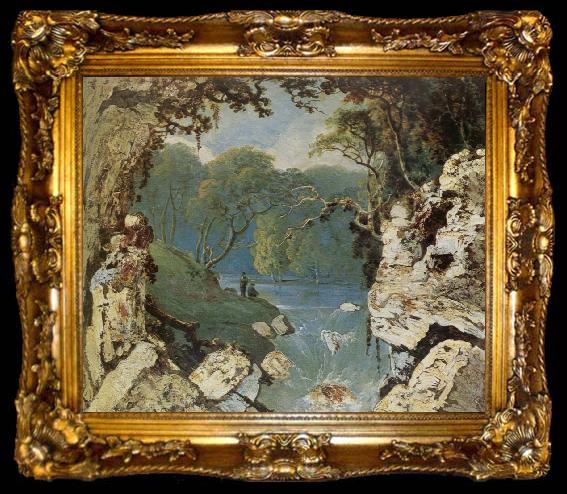 framed  William Hodges Wooded river landscape with a waterfall, ta009-2